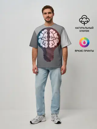 Мужская футболка оверсайз / Прокачай мозги