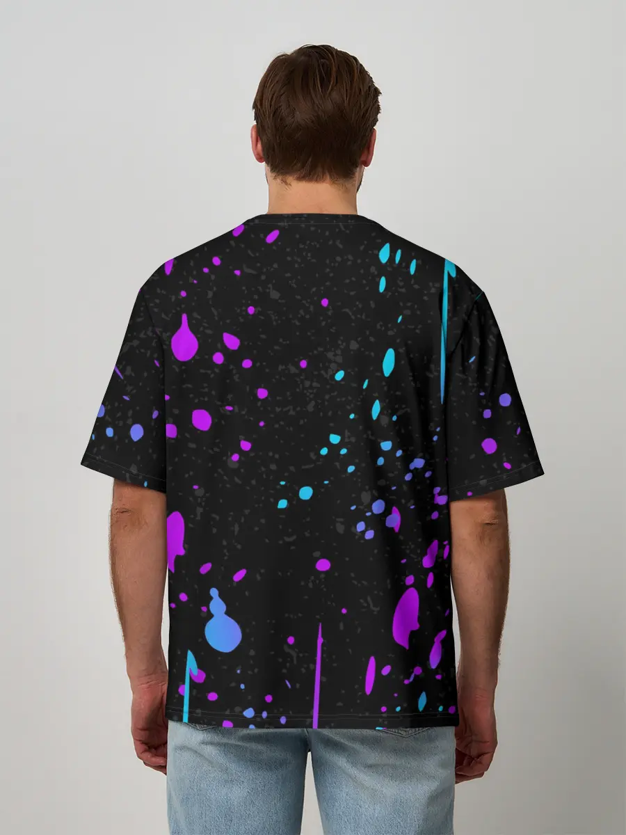 Мужская футболка оверсайз / ONE PIECE / ВАН ПИС / НЕОН