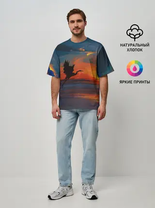 Мужская футболка оверсайз / Прибрежный закат