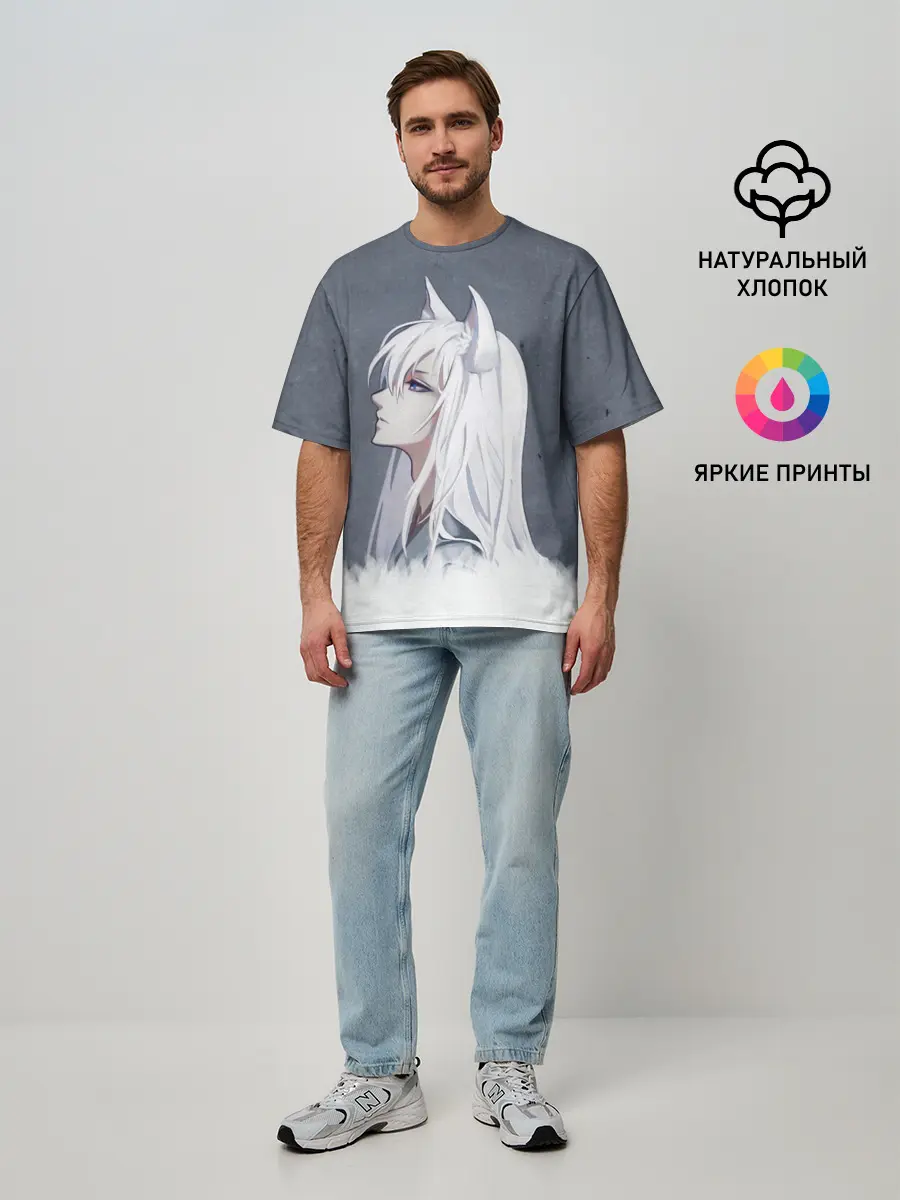 Мужская футболка оверсайз / Демон-лис Томоэ