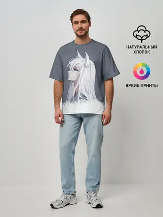 Мужская футболка оверсайз / Демон-лис Томоэ