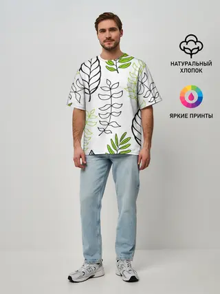 Мужская футболка оверсайз / Листья