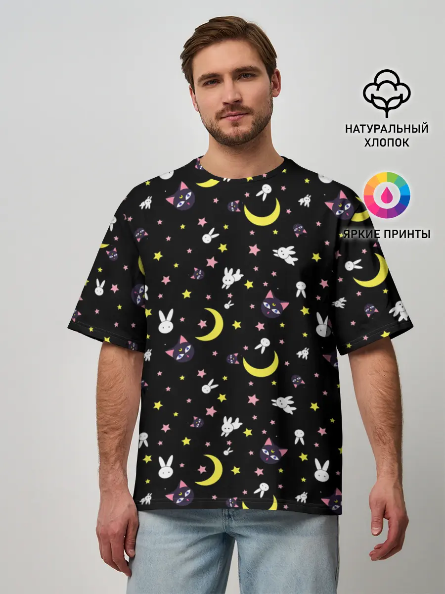 Мужская футболка оверсайз / Sailor Moon Pattern
