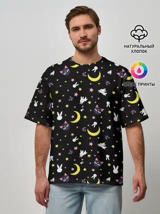 Мужская футболка оверсайз / Sailor Moon Pattern