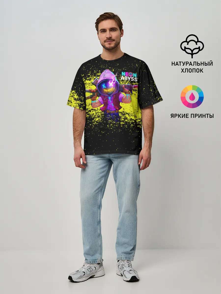 Мужская футболка оверсайз / Neon Abyss