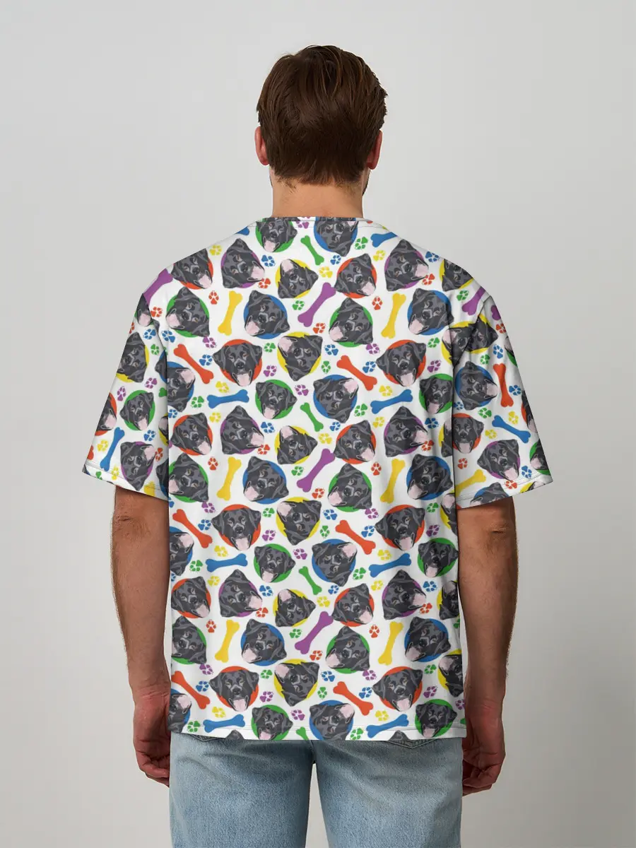 Мужская футболка оверсайз / Чёрный Лабрадор