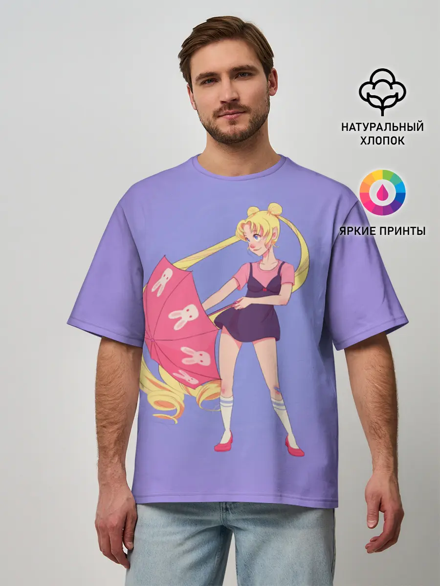 Мужская футболка оверсайз / Sailor Moon | Сейлор Мун