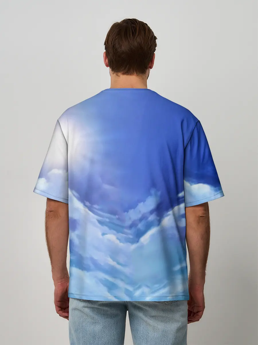 Мужская футболка оверсайз / ноль два небо