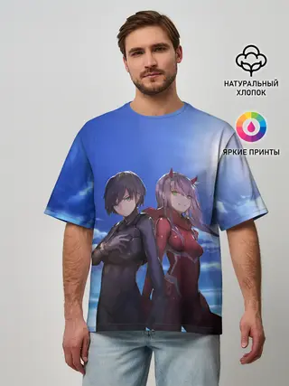 Мужская футболка оверсайз / ноль два небо