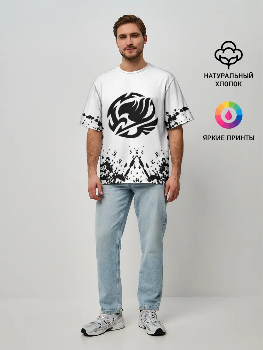 Мужская футболка оверсайз / Хвост Феи на белом