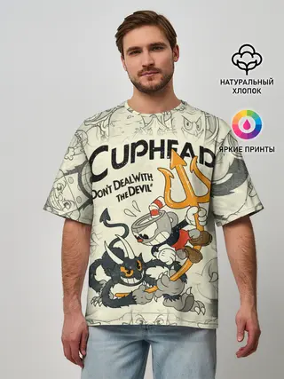 Мужская футболка оверсайз / Cuphead and Devil