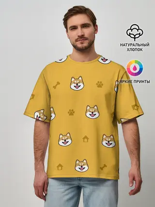 Мужская футболка оверсайз / Сиба-ину. Акита-ину.