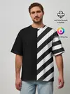 Мужская футболка оверсайз / Черно-Белые Полосы