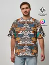 Мужская футболка оверсайз / Котейки