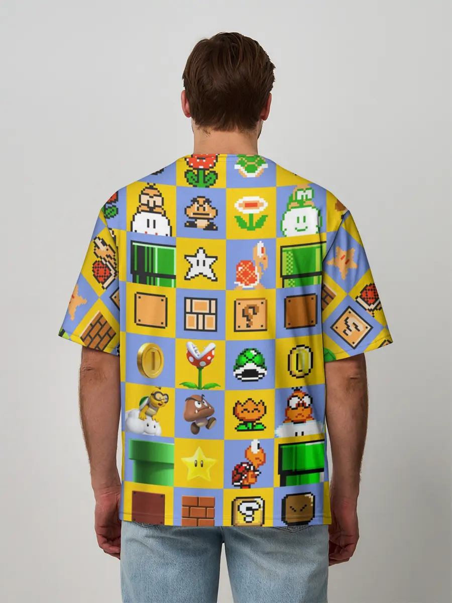 Мужская футболка оверсайз / Super Mario Pop art