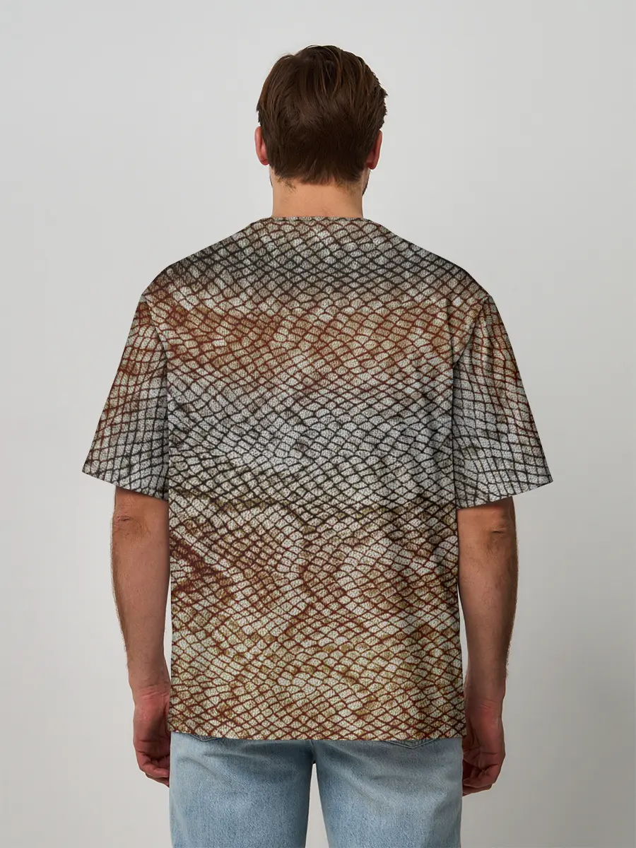 Мужская футболка оверсайз / Snake skin