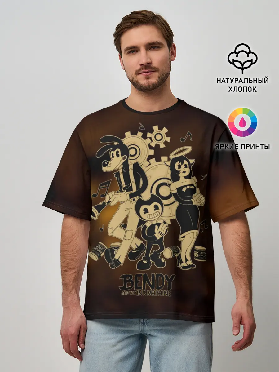 Мужская футболка оверсайз / Bendy and the ink machine