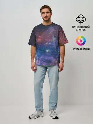 Мужская футболка оверсайз / Glitch space