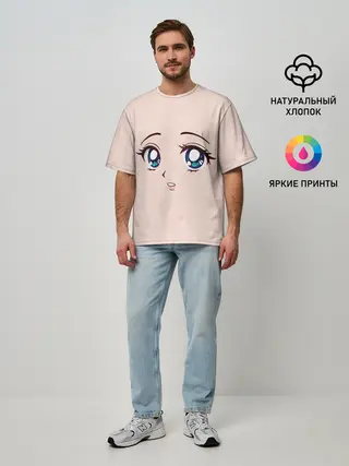 Мужская футболка оверсайз / Surprised anime face