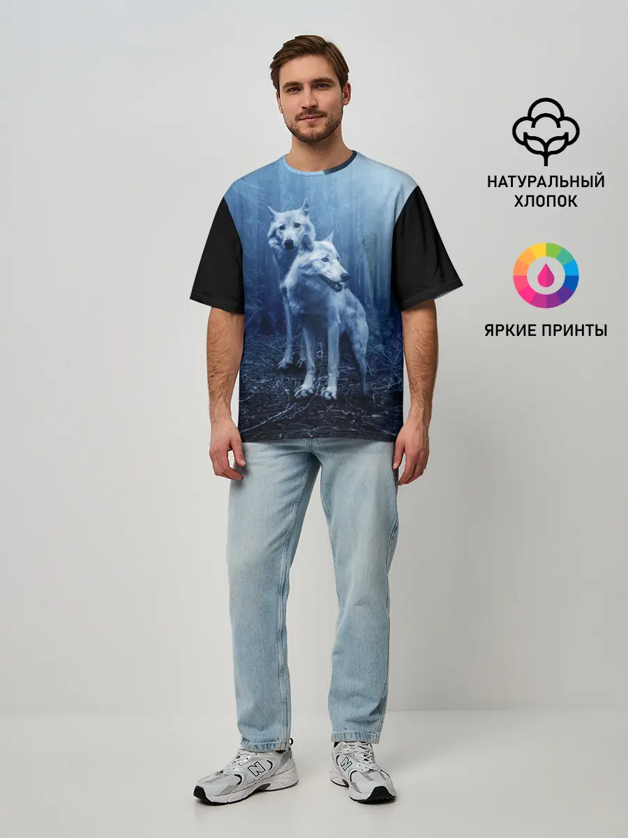 Мужская футболка оверсайз / Волки