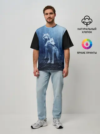 Мужская футболка оверсайз / Волки