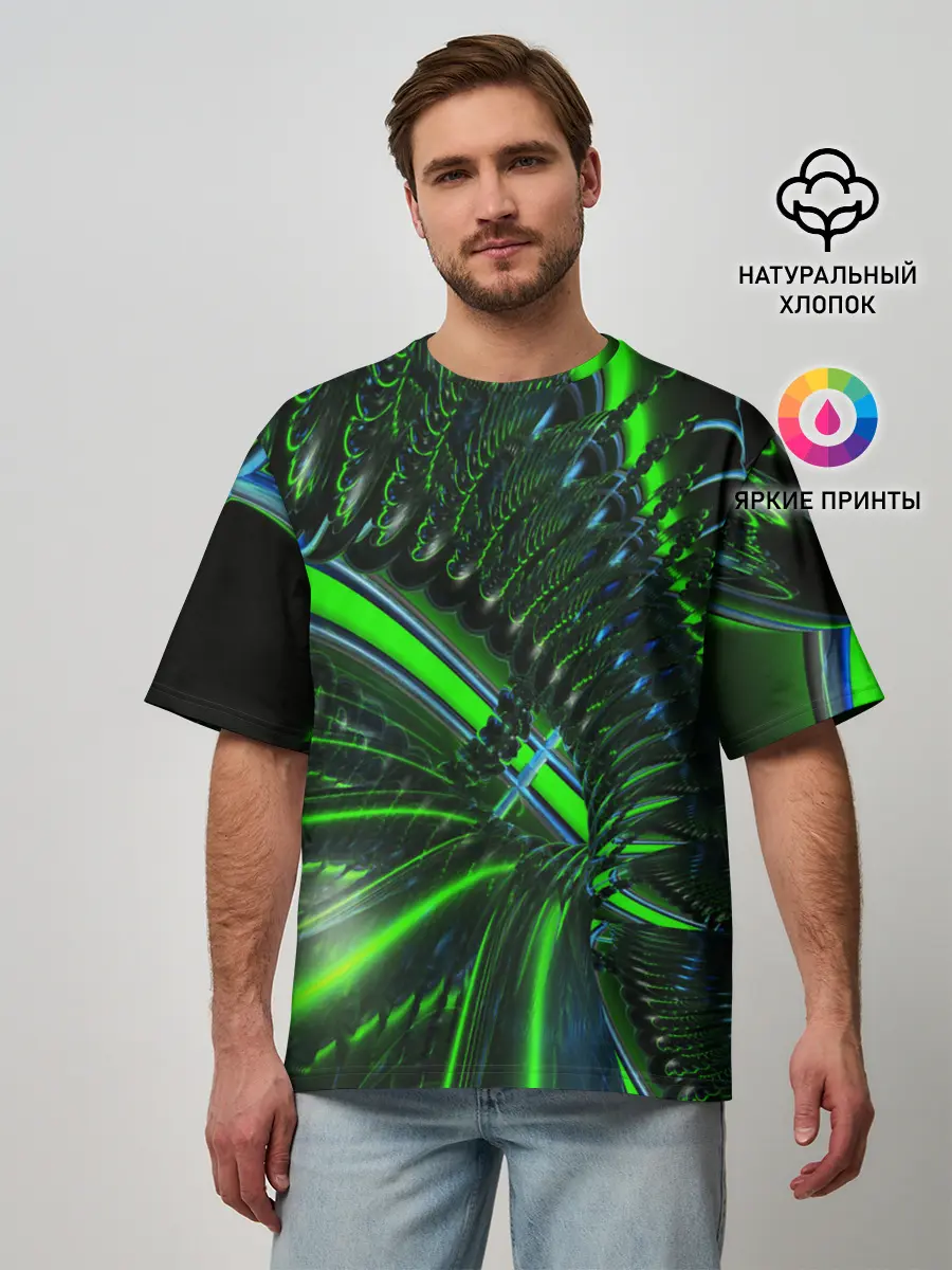 Мужская футболка оверсайз / DIGITAL NEON GREEN