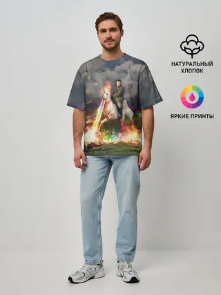 Мужская футболка оверсайз / Ким чен ын на Единороге