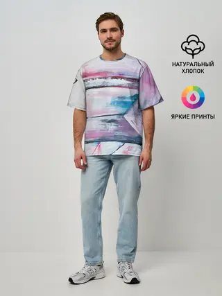 Мужская футболка оверсайз / Цветные мелки