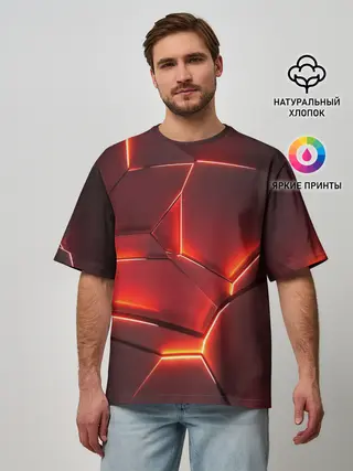 Мужская футболка оверсайз / ПЛИТЫ НА НЕОНЕ