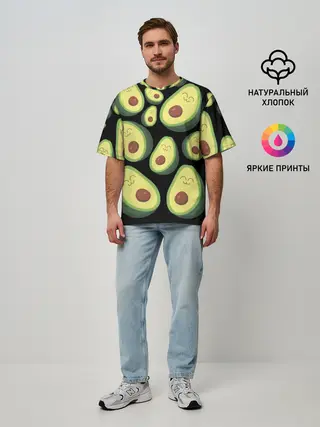 Мужская футболка оверсайз / Авокадо паттерн