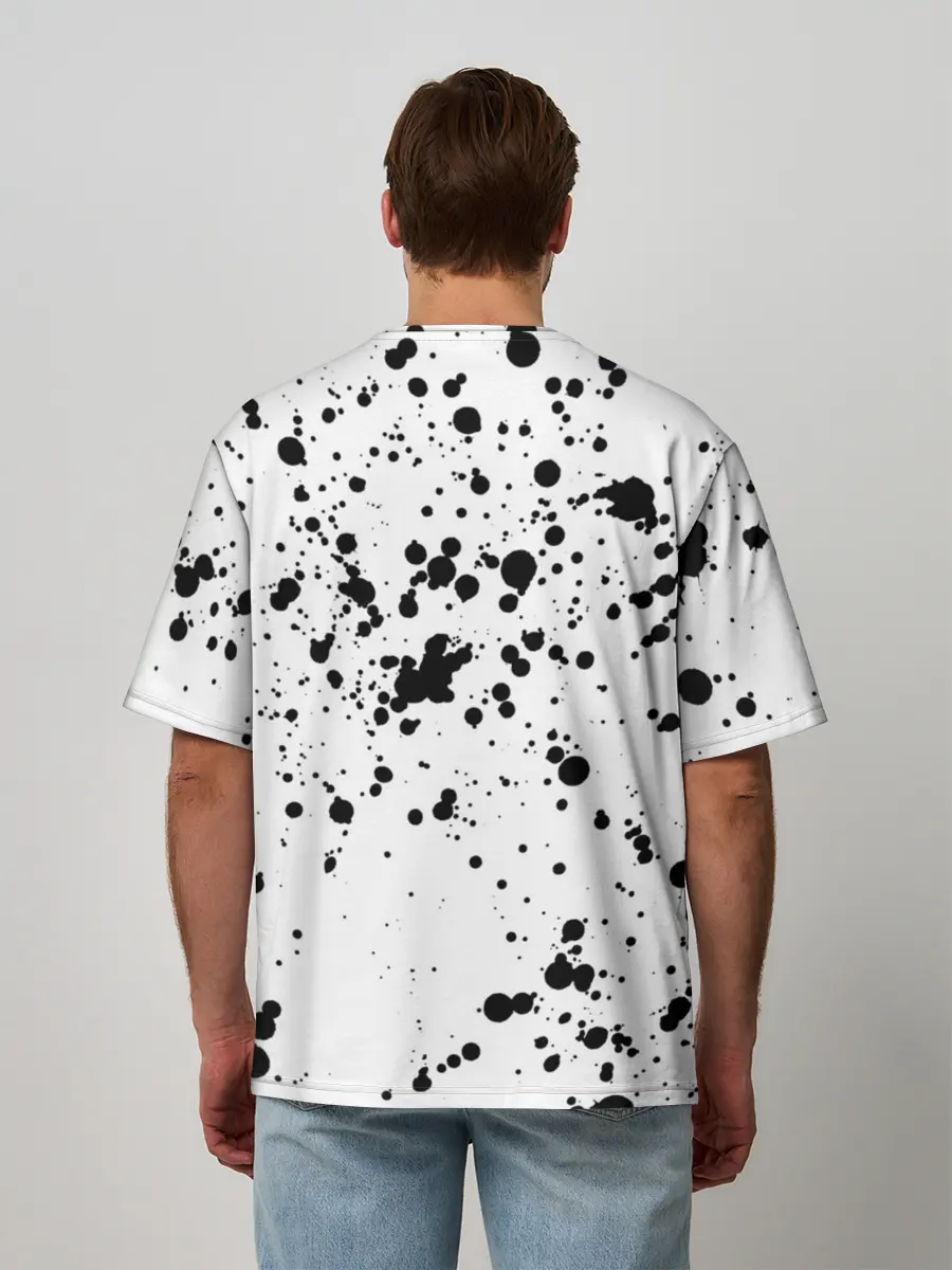 Мужская футболка оверсайз / Далматинец - брызги чёрными пятнами