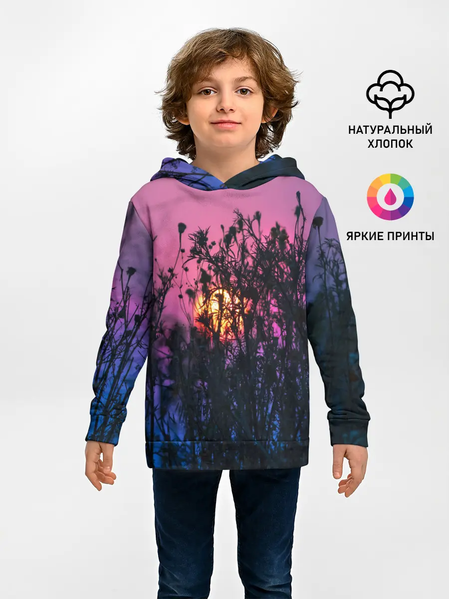 Детское худи / Трава растения закатный свет