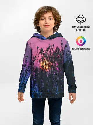 Детское худи / Трава растения закатный свет