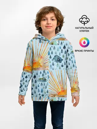 Детское худи / Осенний паттерн: Дождь и солнце