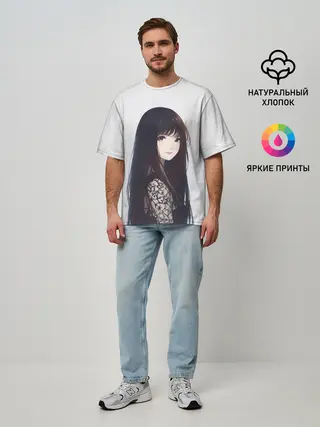 Мужская футболка оверсайз / Красивая аниме девушка
