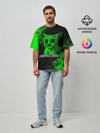 Мужская футболка оверсайз / MINECRAFT CAT