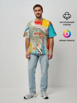 Мужская футболка оверсайз / Буйство красок 3D