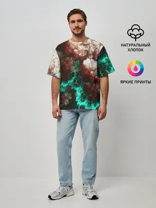 Мужская футболка оверсайз / НЕОНОВЫЙ КОСМОС