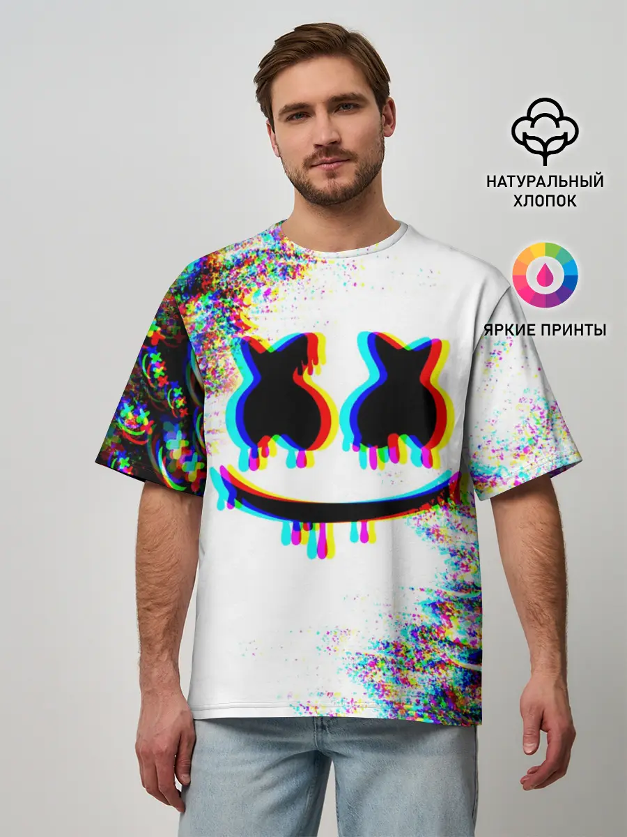 Мужская футболка оверсайз / MARSHMELLOW GLITCH