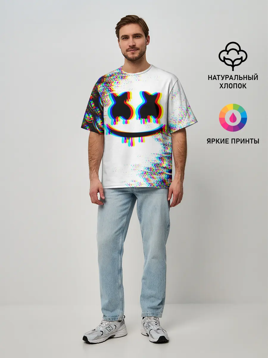 Мужская футболка оверсайз / MARSHMELLOW GLITCH