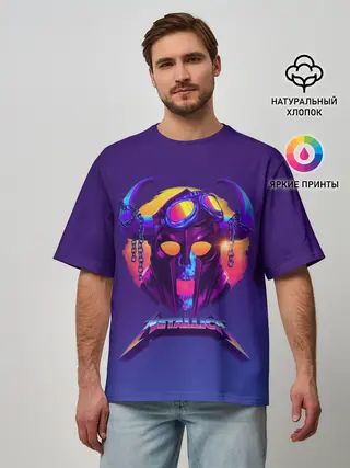 Мужская футболка оверсайз / Metallica Neon