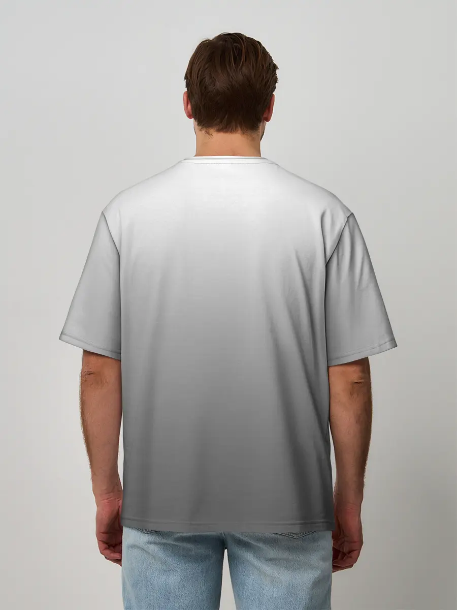 Мужская футболка оверсайз / Черно-белый градиент