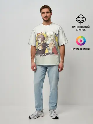 Мужская футболка оверсайз / Моритака и Шинта. БАКУМАН