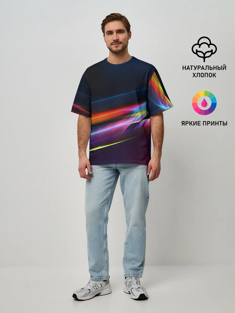 Мужская футболка оверсайз / NEON STRIPES