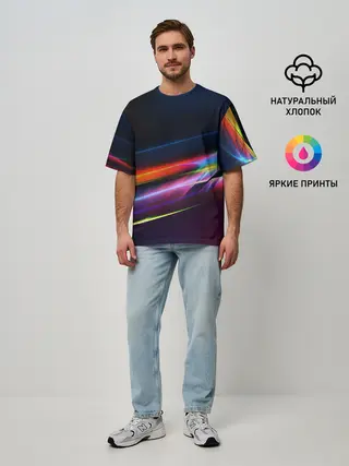 Мужская футболка оверсайз / NEON STRIPES