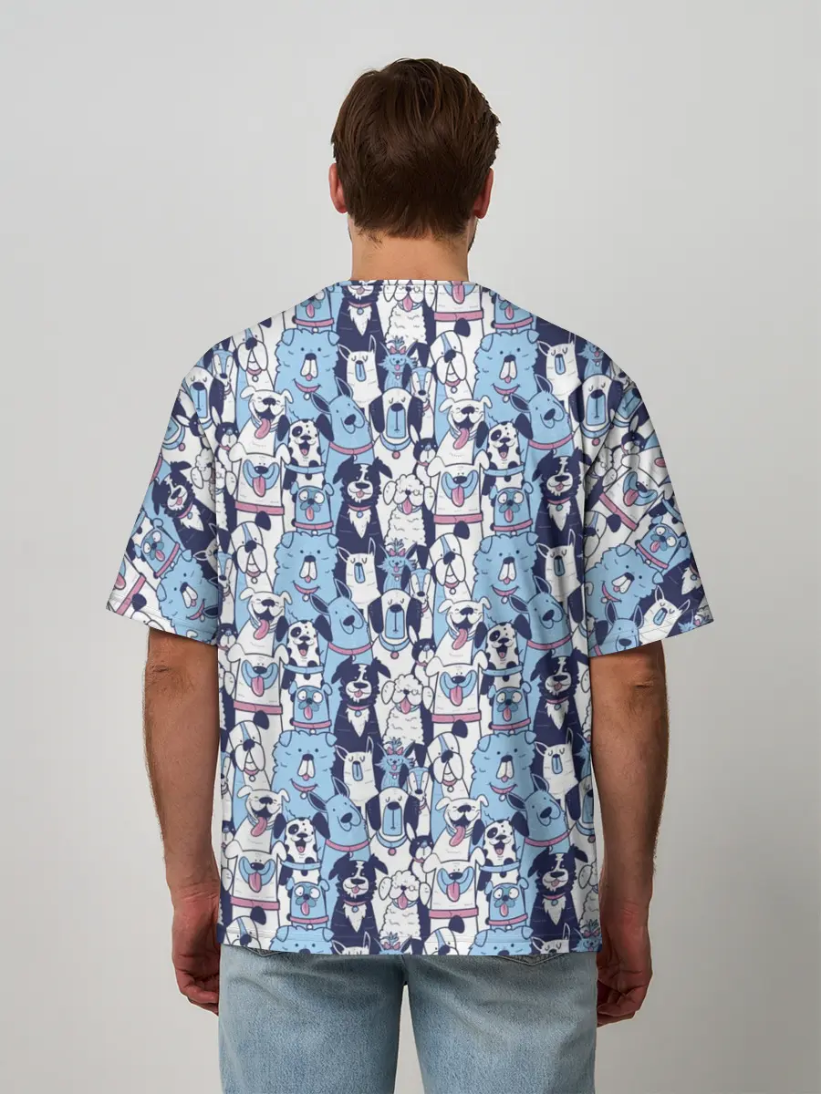 Мужская футболка оверсайз / МИЛЫЕ ПЕСИКИ