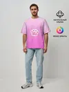 Мужская футболка оверсайз / Розовая лапка с подушечками