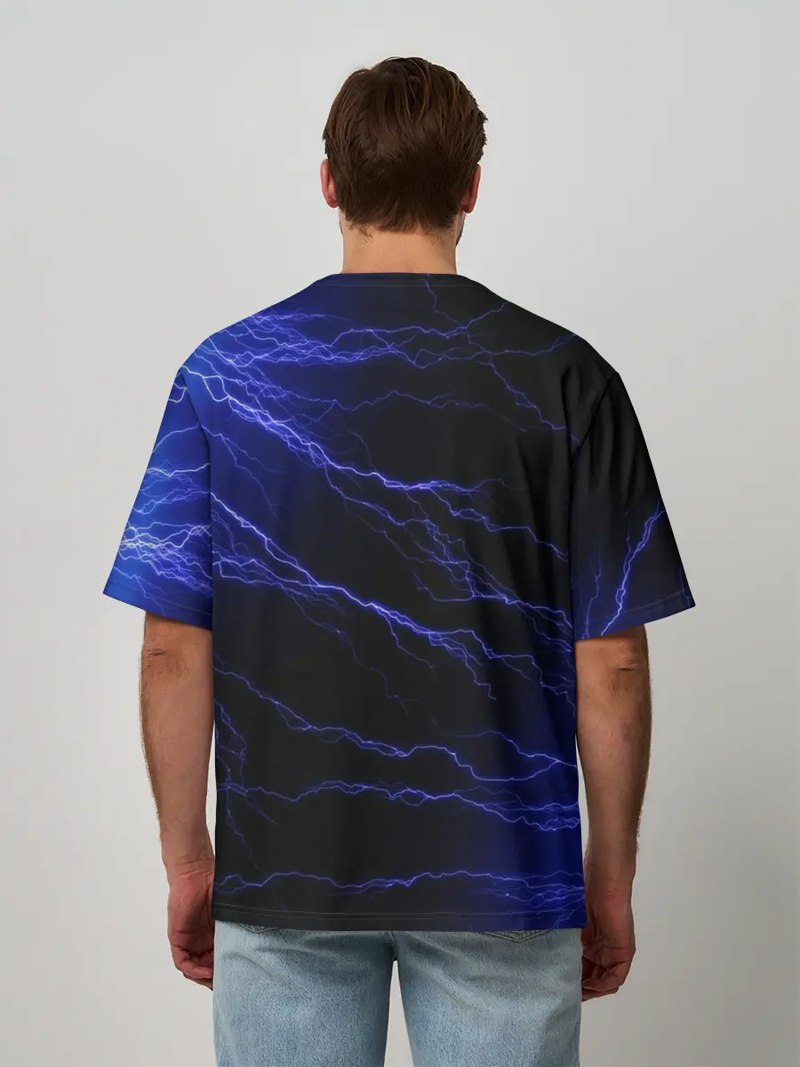 Мужская футболка оверсайз / МОЛНИИ | РАЗРЯДЫ | НЕОН