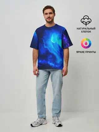 Мужская футболка оверсайз / СИНИЙ КОСМОС