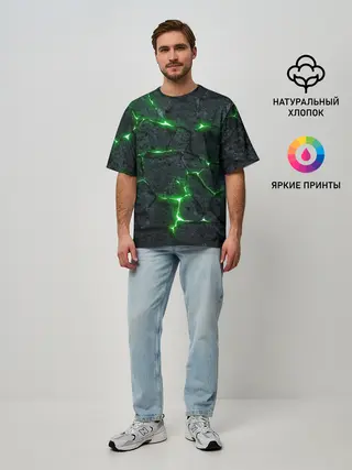 Мужская футболка оверсайз / ЗЕЛЁНОЕ ИЗЛУЧЕНИЕ